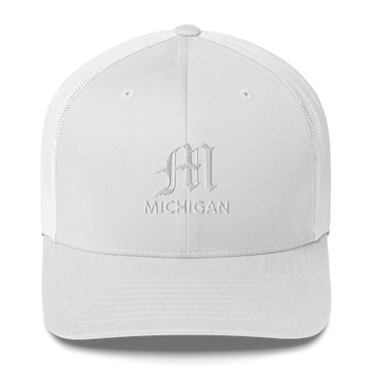 'Michigan' Trucker Hat (w/ Old English 'M')