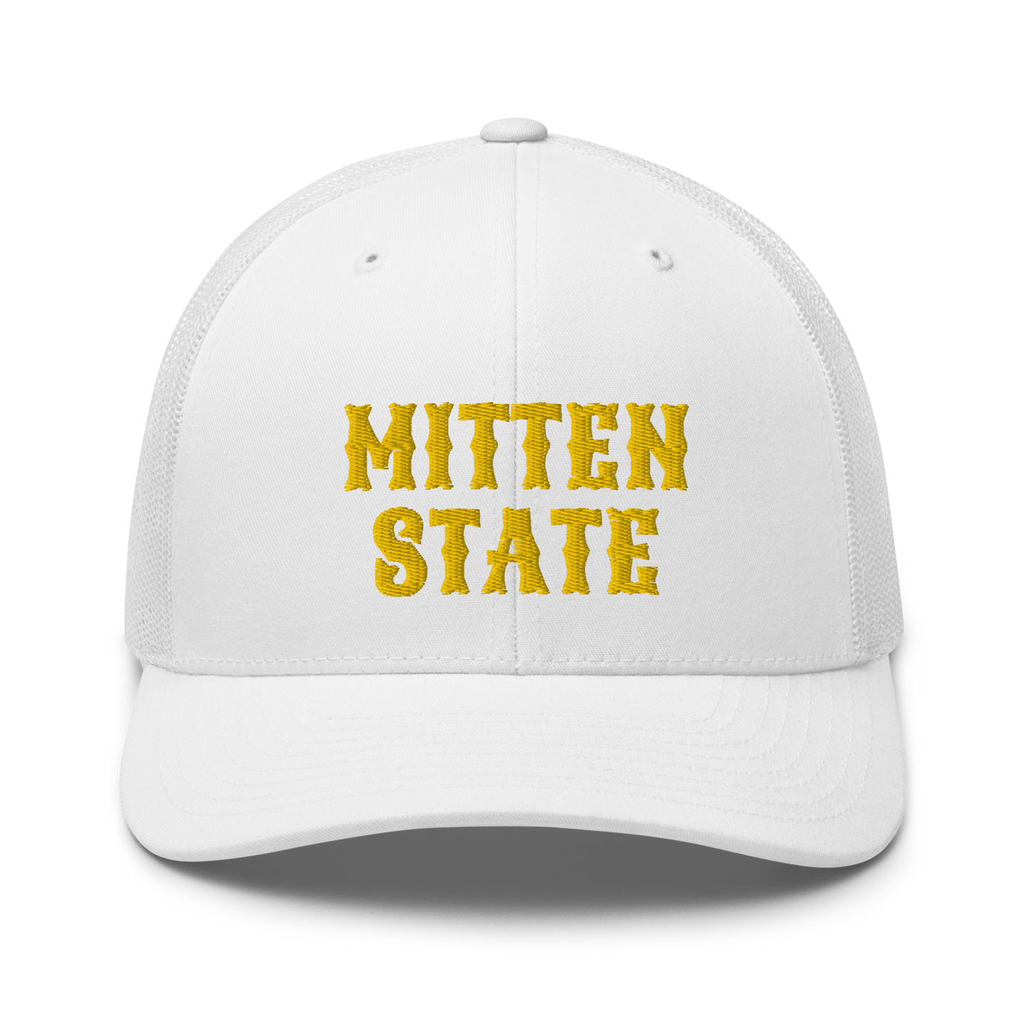 Michigan 'Mitten State' Trucker Hat (Western Font) | Gold Embroidery