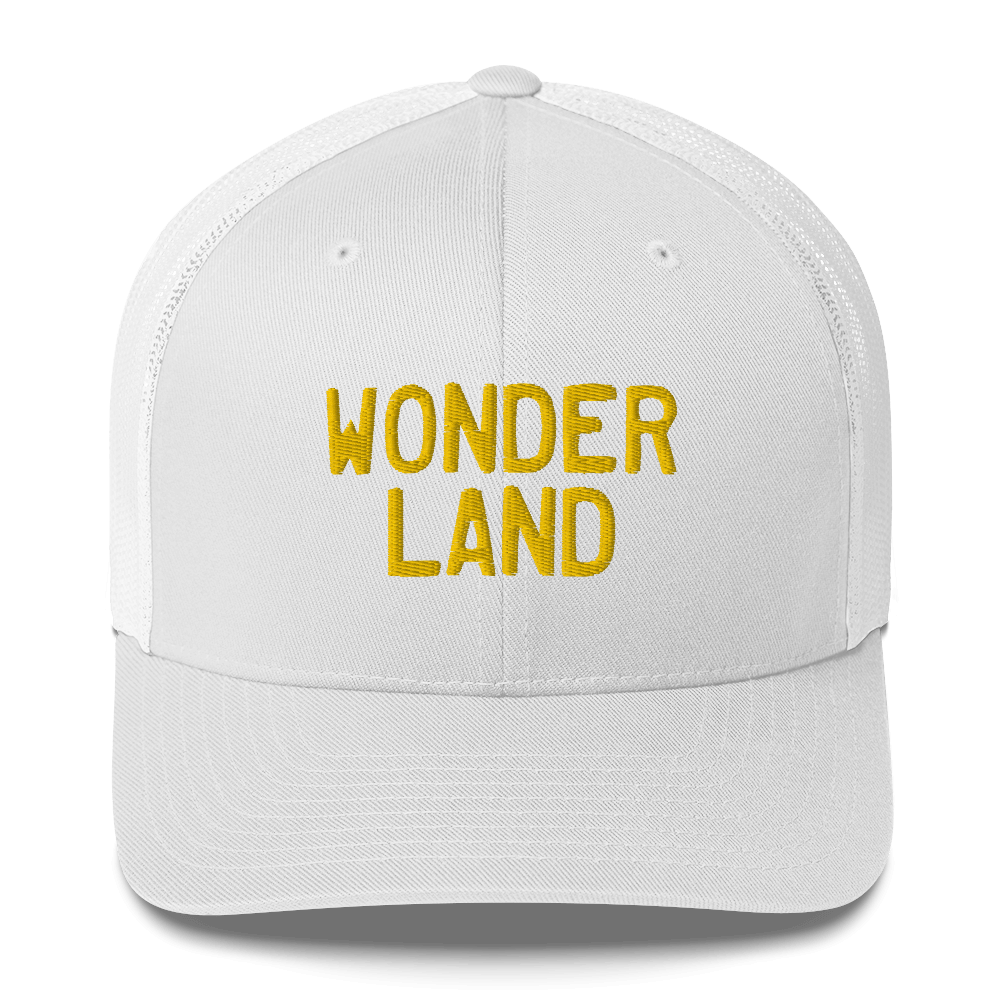 Michigan 'Wonderland' Trucker Hat (Licence Plate Font) | Gold Embroidery