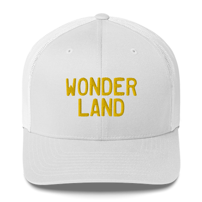 Michigan 'Wonderland' Trucker Hat (Licence Plate Font) | Gold Embroidery