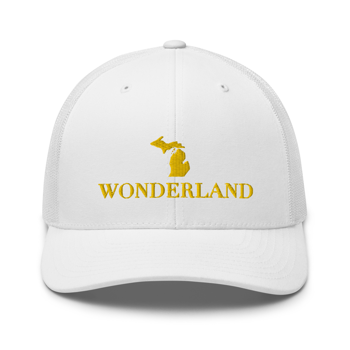 Michigan 'Wonderland' Trucker Hat (Didone Font) | Gold Embroidery