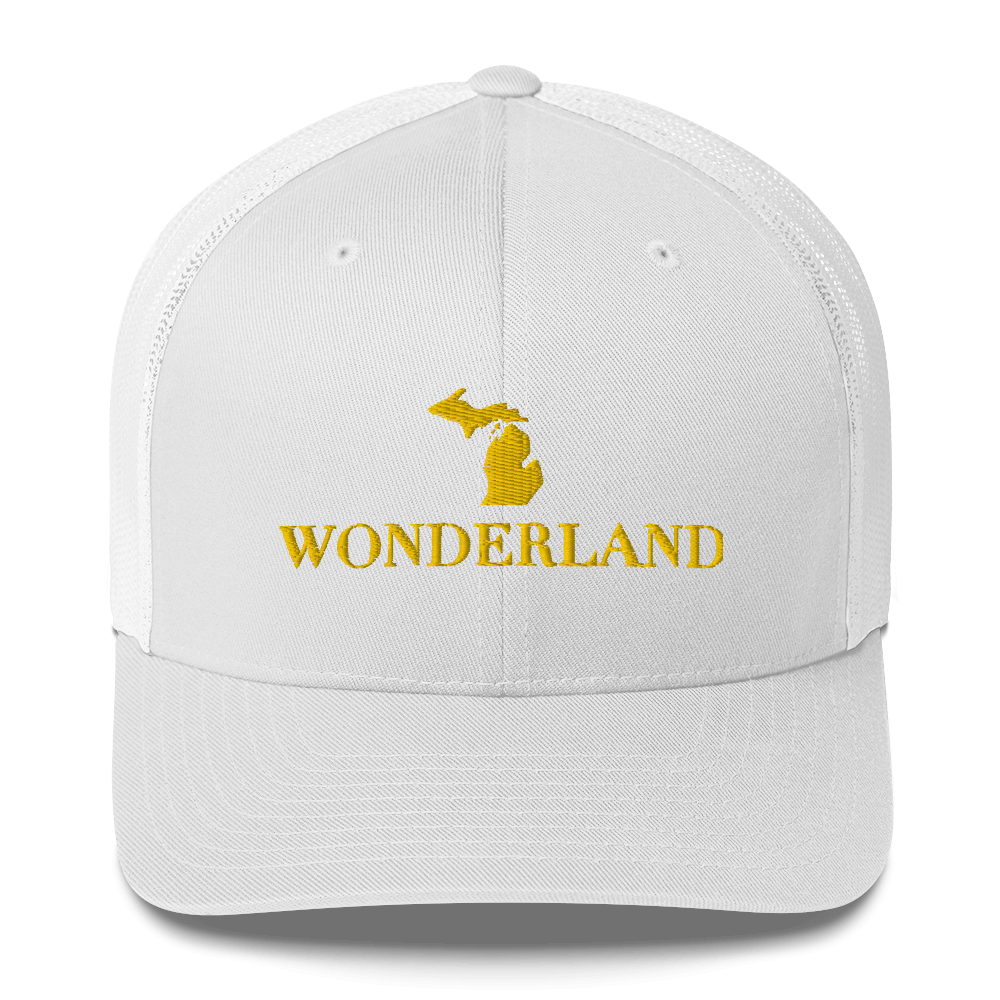 Michigan 'Wonderland' Trucker Hat (Didone Font) | Gold Embroidery