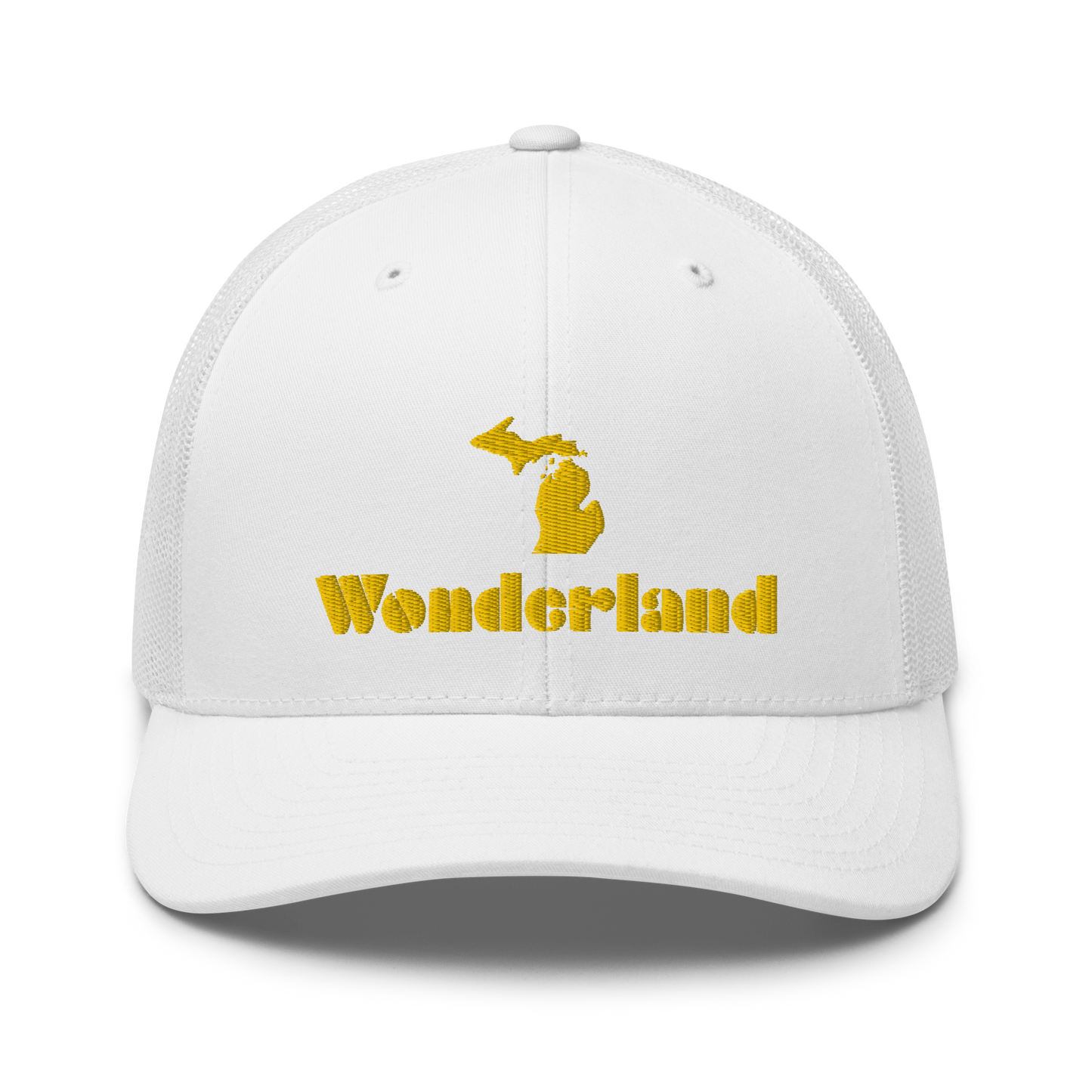 Michigan 'Wonderland' Trucker Hat (Art Deco Font) | Gold Embroidery