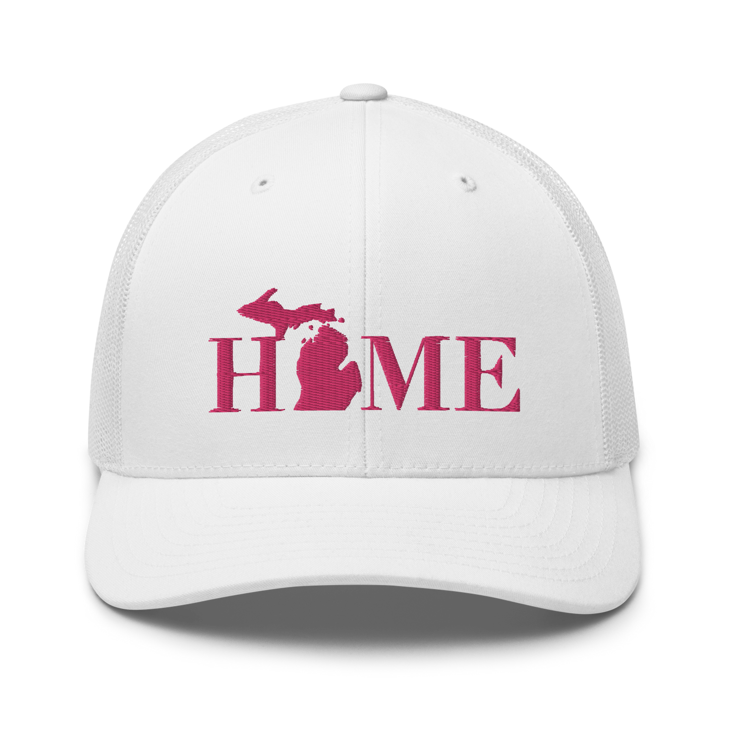 Michigan 'Home' Trucker Hat (Didone Font) | Pink Embroidery