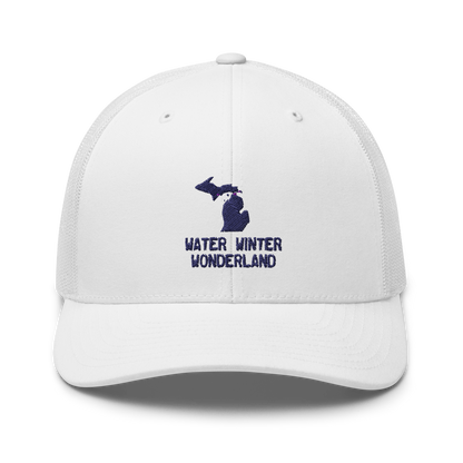 Michigan 'Water Winter Wonderland' Trucker Hat (w/ MI Outline)