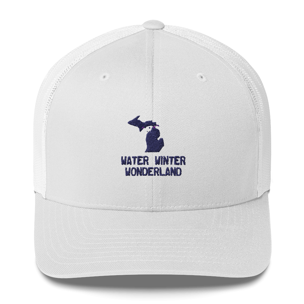 Michigan 'Water Winter Wonderland' Trucker Hat (w/ MI Outline)