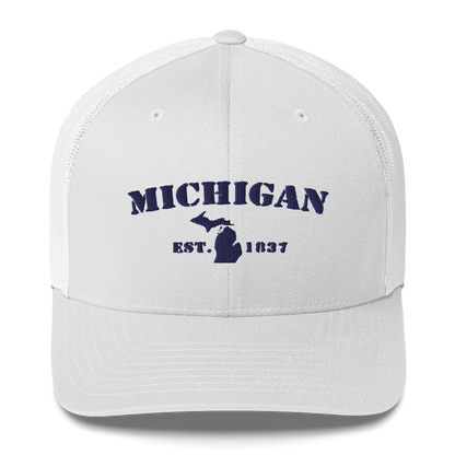 'Michigan EST 1837' Trucker Hat (Army Font)