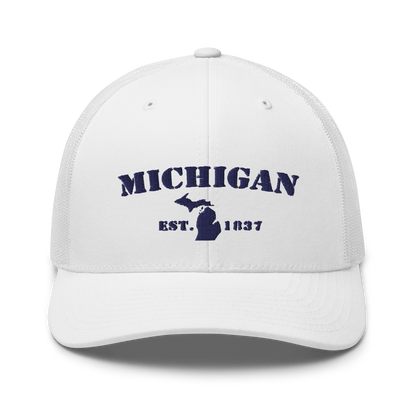 'Michigan EST 1837' Trucker Hat (Army Font)