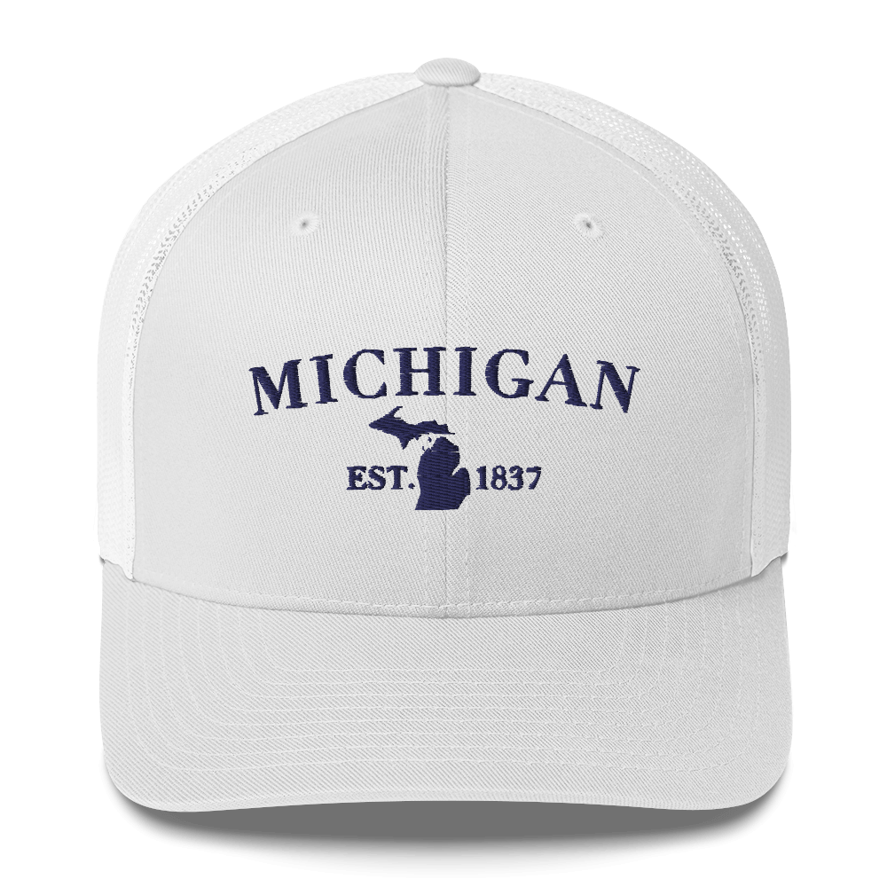 'Michigan EST 1837' Trucker Hat (Didone Font)