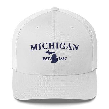 'Michigan EST 1837' Trucker Hat (Didone Font)