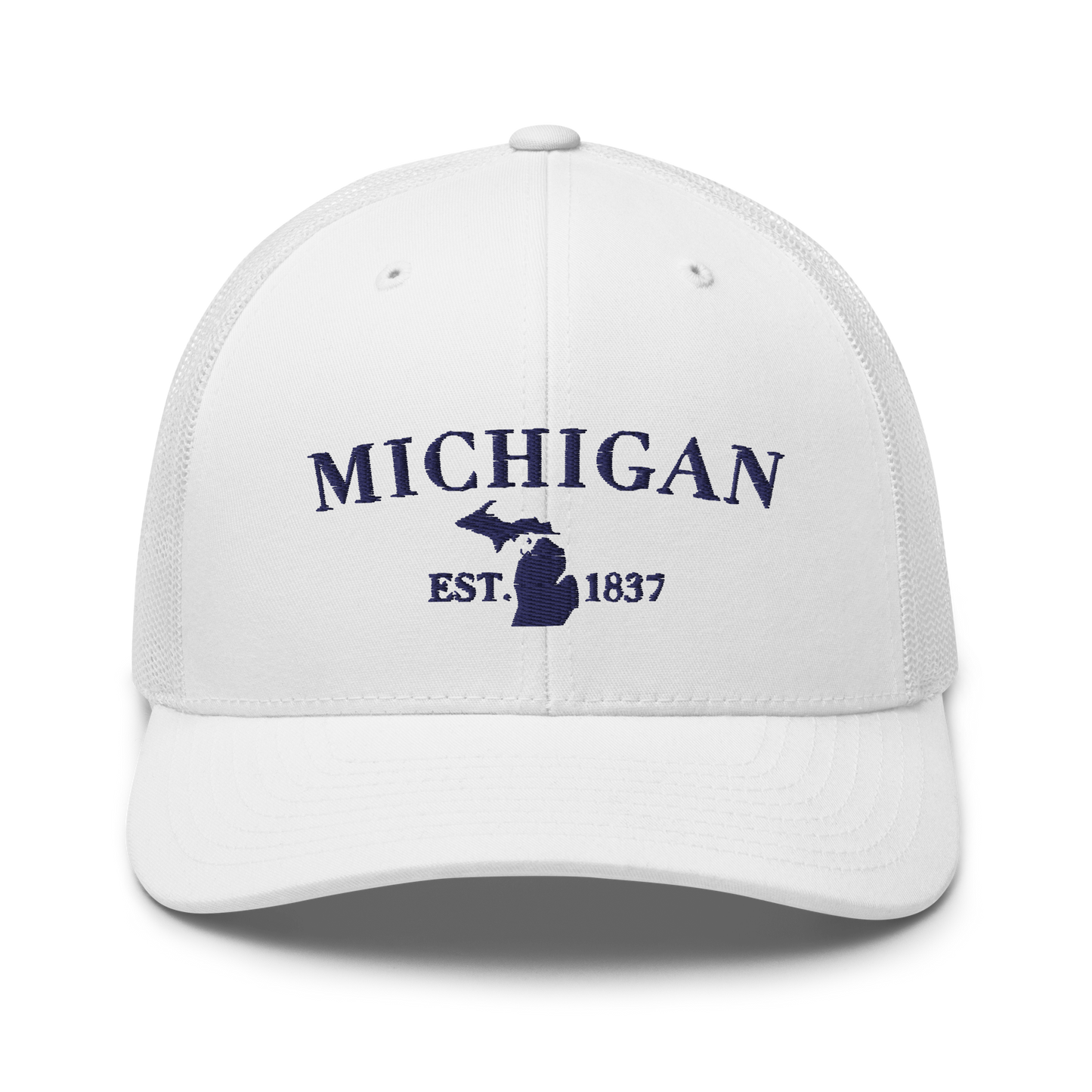 'Michigan EST 1837' Trucker Hat (Didone Font)