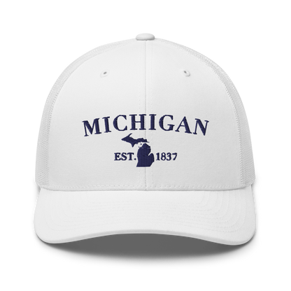 'Michigan EST 1837' Trucker Hat (Didone Font)