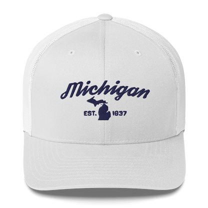 'Michigan EST 1837' Trucker Hat (Script Font)