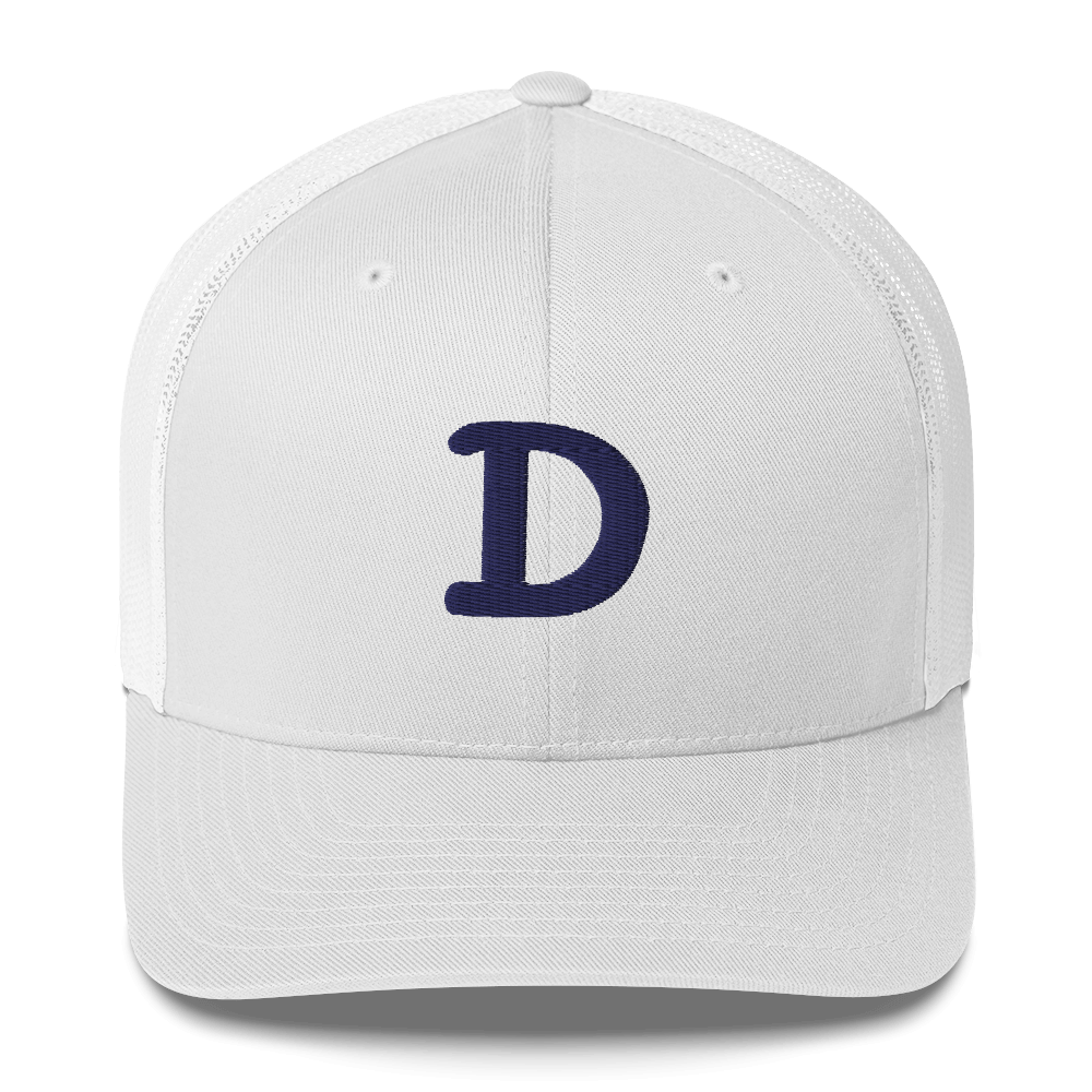 Detroit 'Old French D' Trucker Hat | White/Navy Embroidery