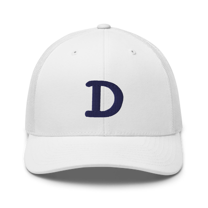 Detroit 'Old French D' Trucker Hat | White/Navy Embroidery