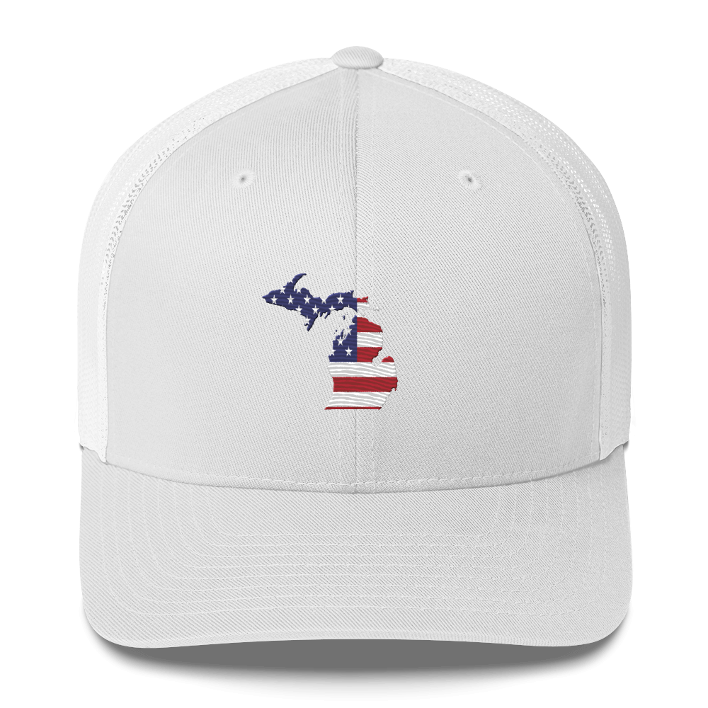 State of Michigan Trucker Hat (w/ USA Flag Outline)