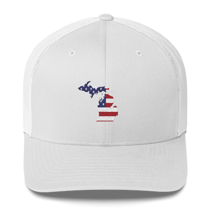 State of Michigan Trucker Hat (w/ USA Flag Outline)