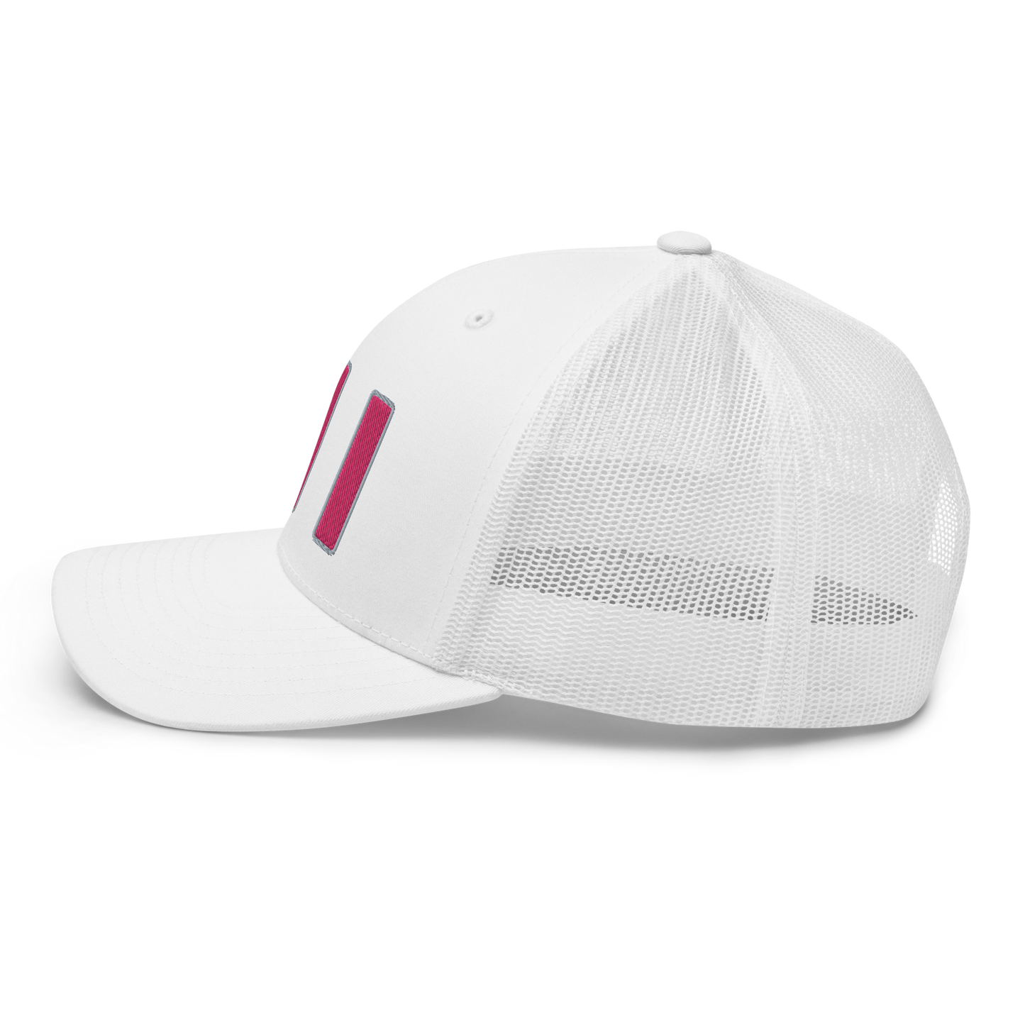 Michigan 'MI' Trucker Hat (1940s Baseball Font) | Pink Embroidery