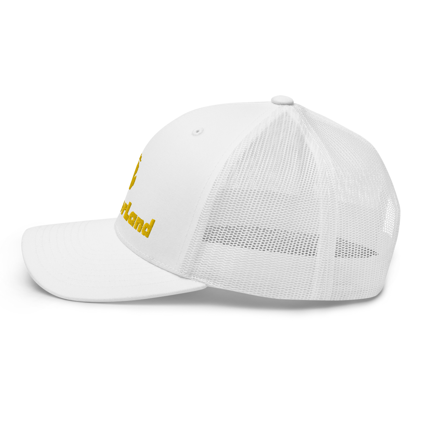 Michigan 'Wonderland' Trucker Hat (Geometric Sans Font) | Gold Embroidery