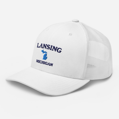 'Lansing Michigan' Trucker Hat (w/ Michigan Outline)