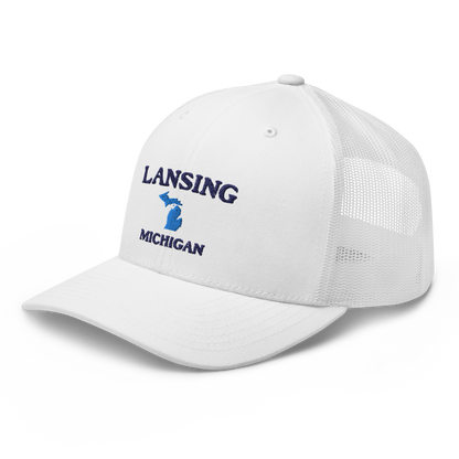 'Lansing Michigan' Trucker Hat (w/ Michigan Outline)