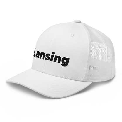 'Lansing' Trucker Hat | White/Black Embroidery