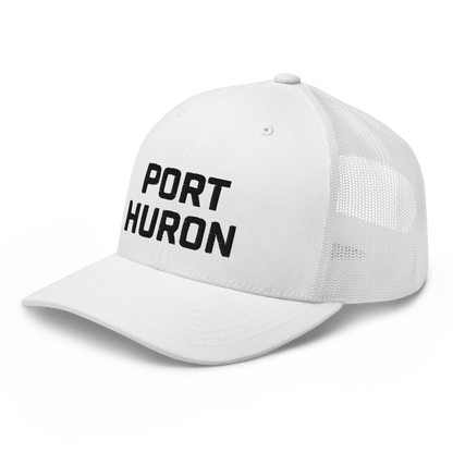 'Port Huron' Trucker Hat | White/Black Embroidery