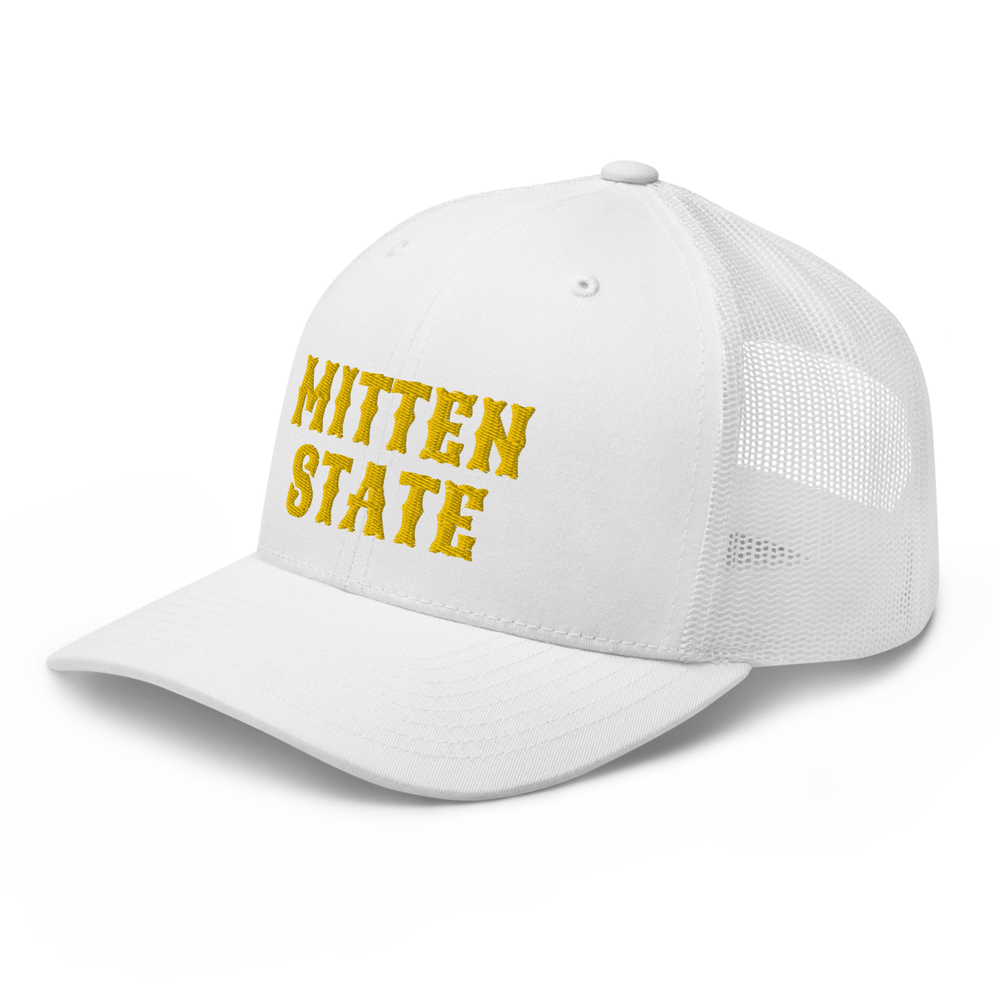 Michigan 'Mitten State' Trucker Hat (Western Font) | Gold Embroidery