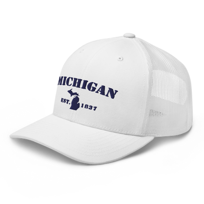 'Michigan EST 1837' Trucker Hat (Army Font)