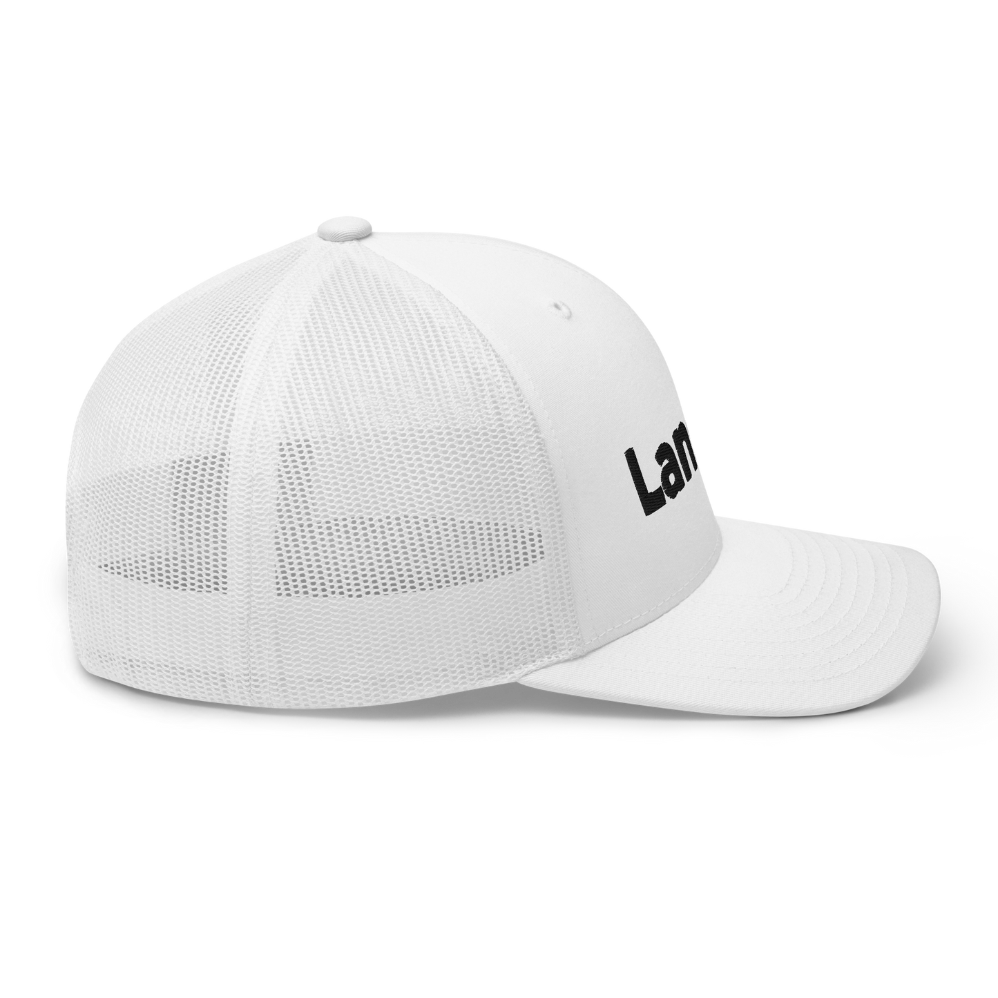 'Lansing' Trucker Hat | White/Black Embroidery