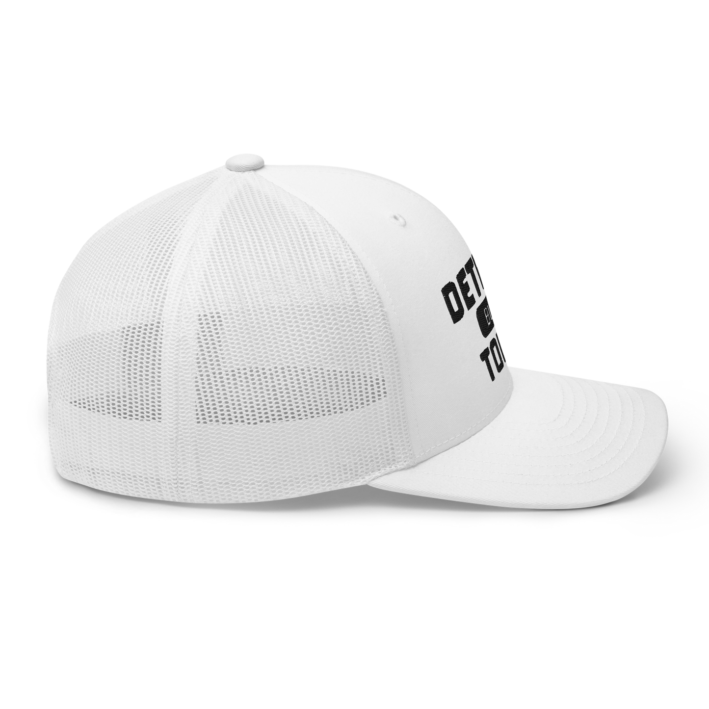 'Built Detroit Tough' Trucker Hat | White/Black Embroidery