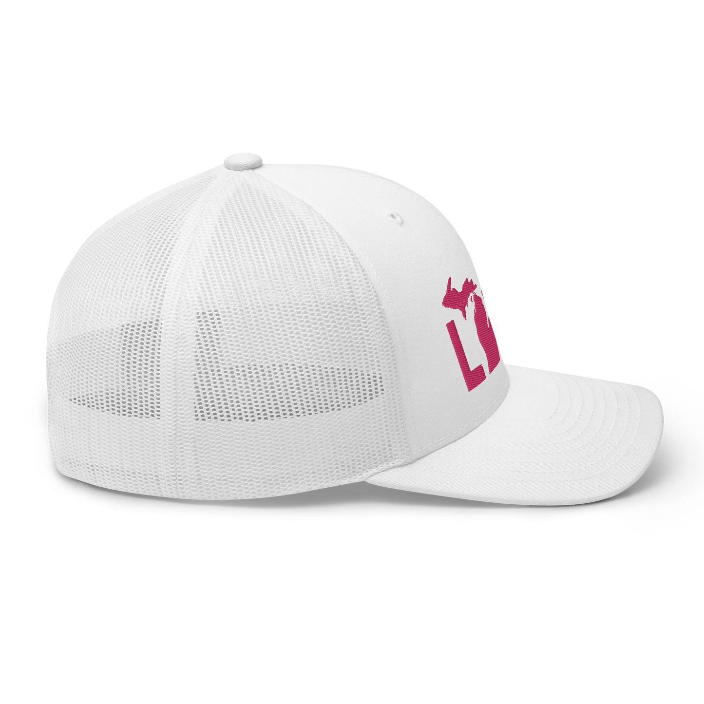 Michigan 'Love' Trucker Hat (Geometric Sans Font) | Pink Embrodiery