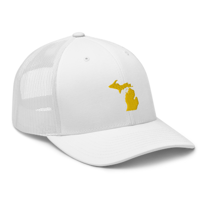 Michigan Trucker Hat (w/ Michigan Outline) | Gold Embroidery