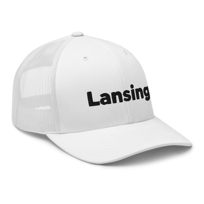 'Lansing' Trucker Hat | White/Black Embroidery