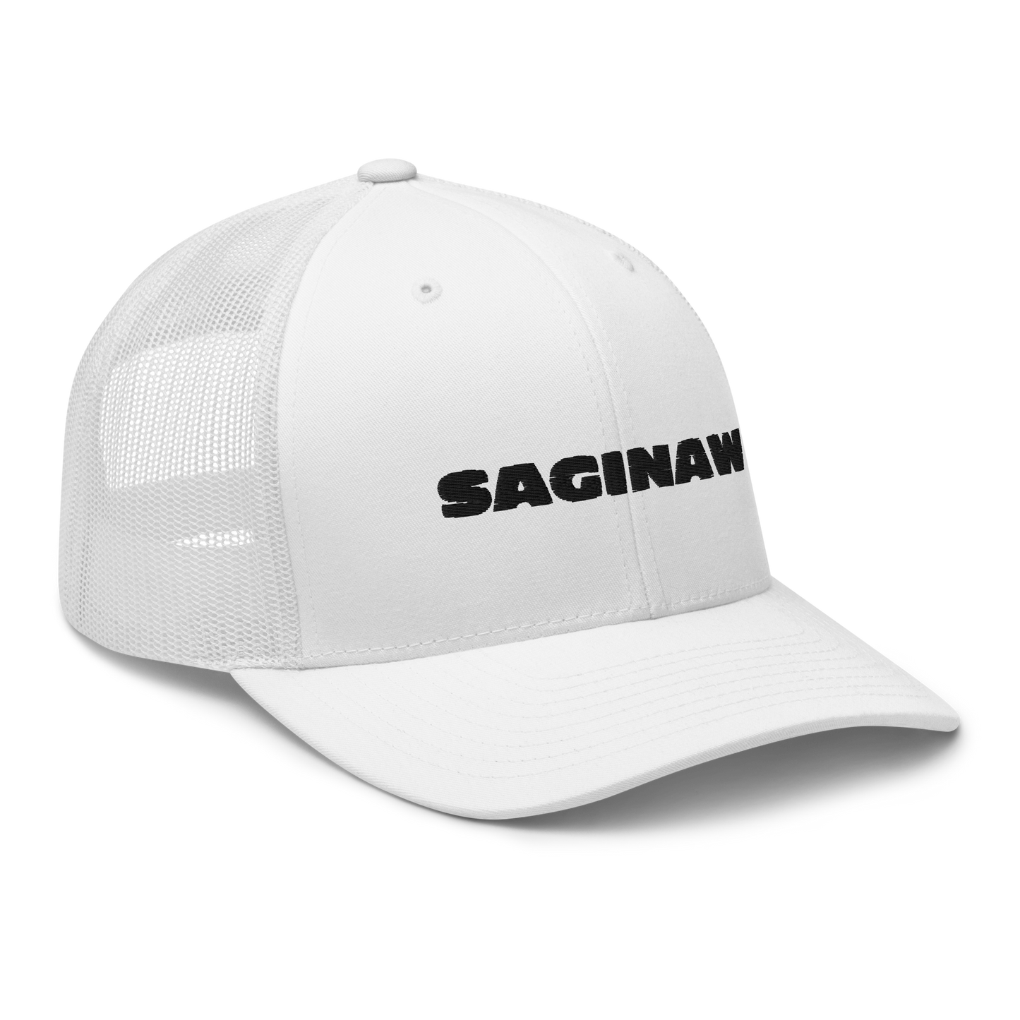 'Saginaw' Trucker Hat | White/Black Embroidery