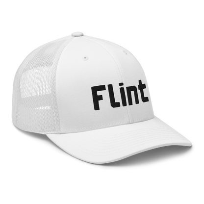 'Flint' Trucker Hat | White/Black Embroidery