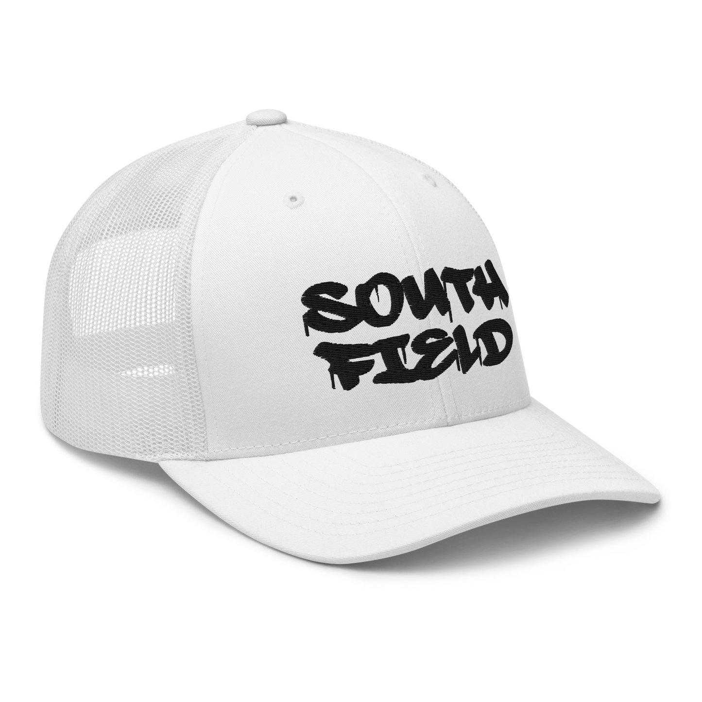 'Southfield' Trucker Hat | White/Black Embroidery