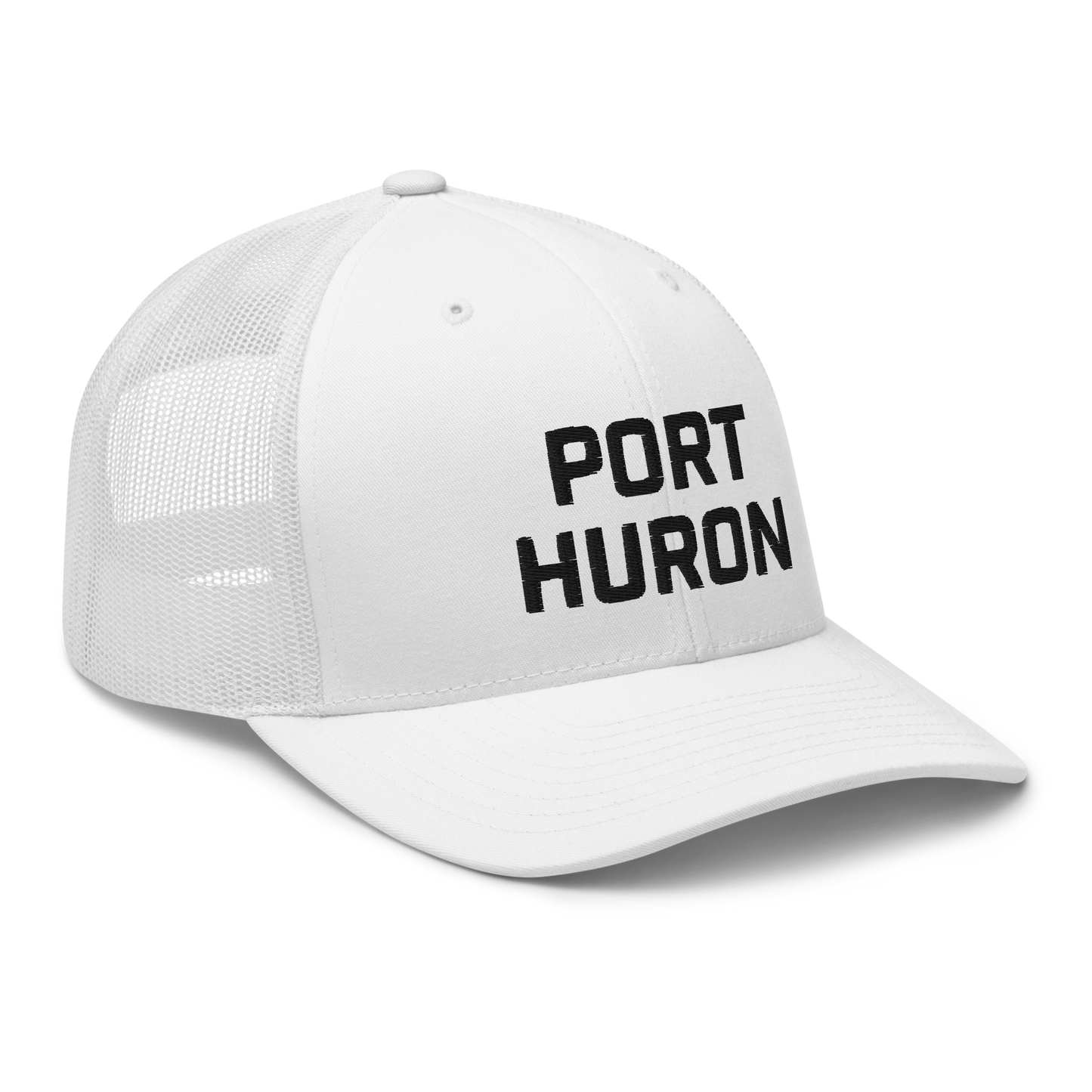 'Port Huron' Trucker Hat | White/Black Embroidery