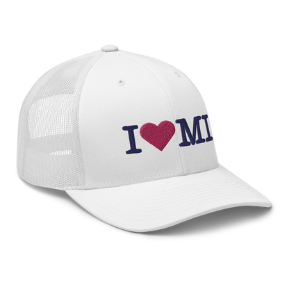 Michigan 'I ❤️ MI' Trucker Hat (Typewriter Font)