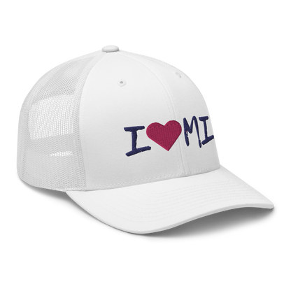 Michigan 'I ❤️ MI' Trucker Hat (Brush Font)