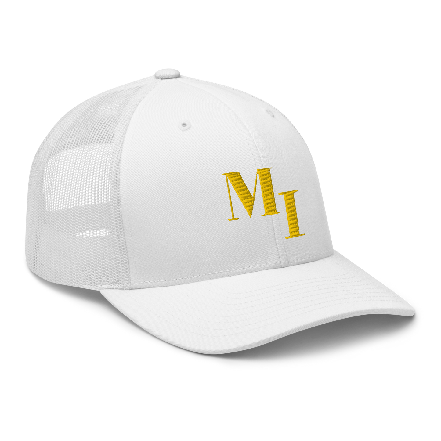 Michigan 'MI' Trucker Hat (Didone Logotype) | Gold Embroidery