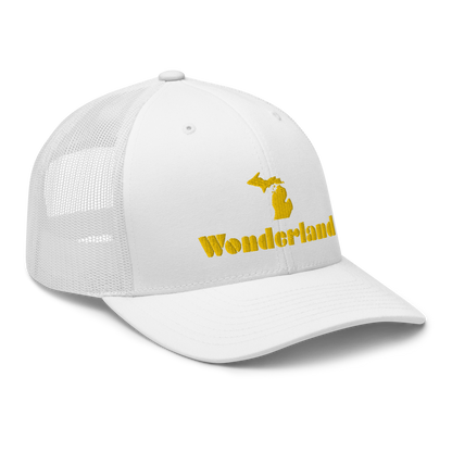 Michigan 'Wonderland' Trucker Hat (Art Deco Font) | Gold Embroidery