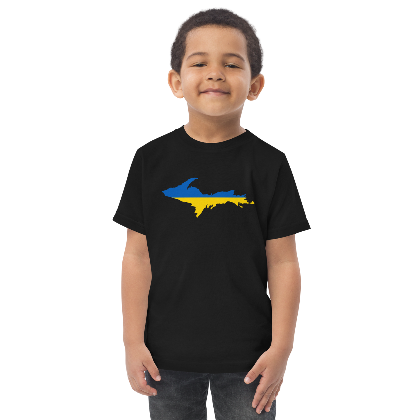 Michigan Upper Peninsula T-Shirt (w/ Ukraine Flag Outline) | Toddler Short Sleeve