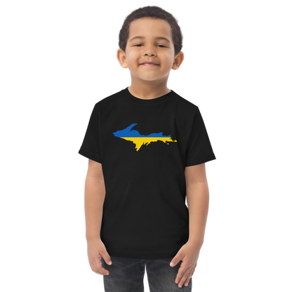 Michigan Upper Peninsula T-Shirt (w/ Ukraine Flag Outline) | Toddler Short Sleeve