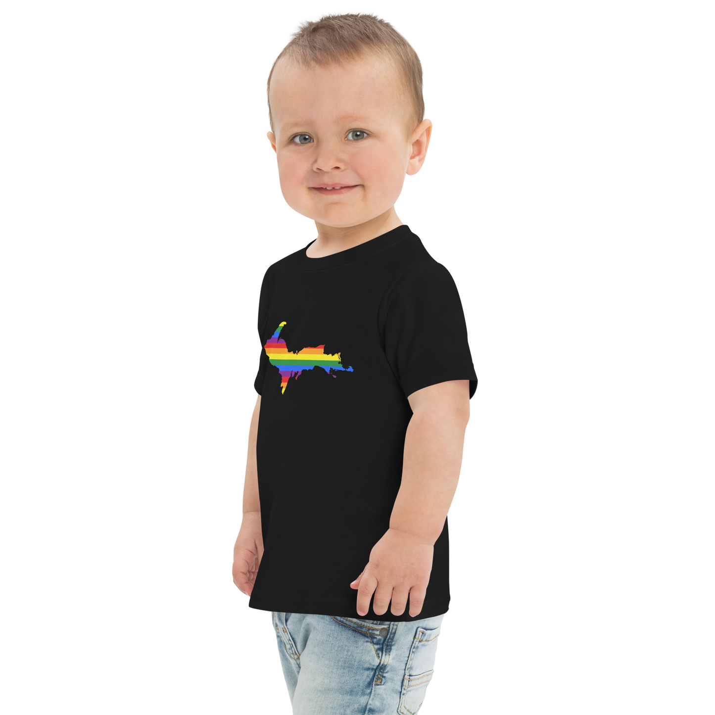 Michigan Upper Peninsula T-Shirt (w/ UP Pride Flag Outline) | Toddler Short Sleeve