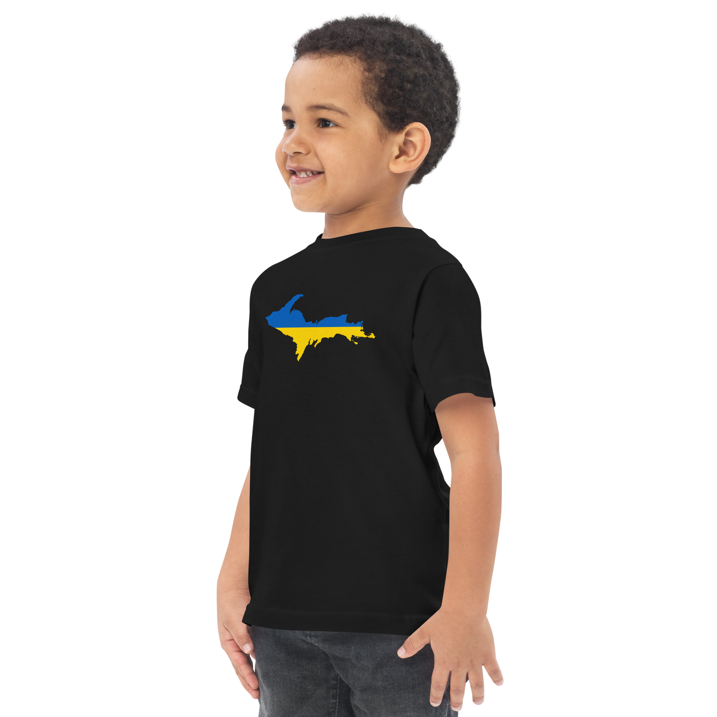 Michigan Upper Peninsula T-Shirt (w/ Ukraine Flag Outline) | Toddler Short Sleeve