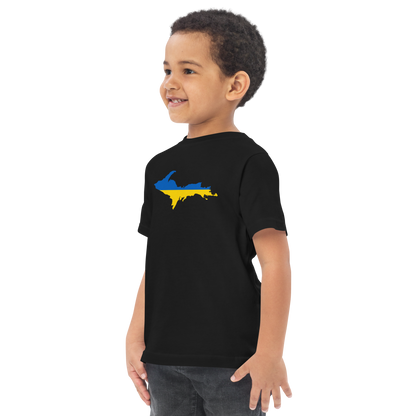 Michigan Upper Peninsula T-Shirt (w/ Ukraine Flag Outline) | Toddler Short Sleeve