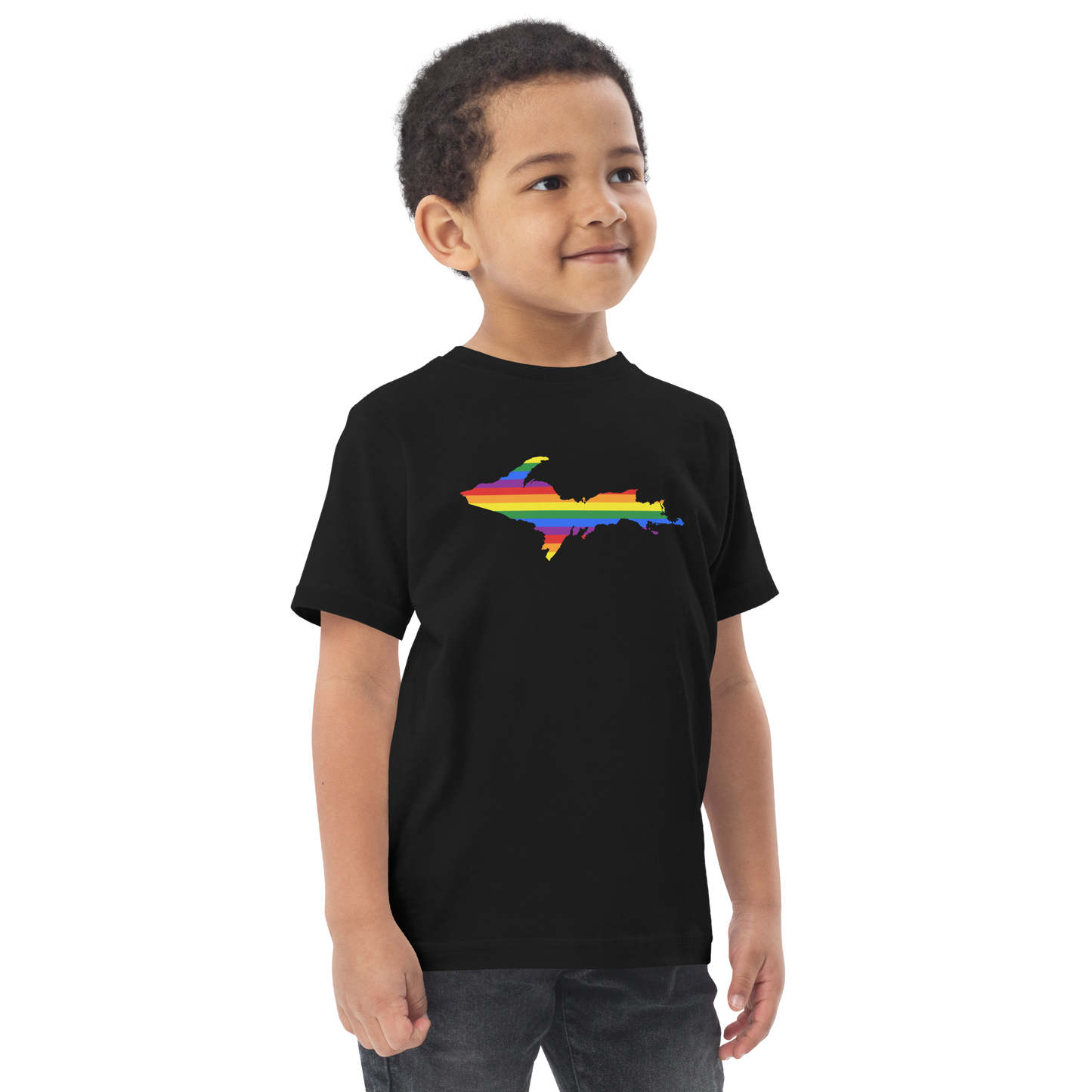 Michigan Upper Peninsula T-Shirt (w/ UP Pride Flag Outline) | Toddler Short Sleeve