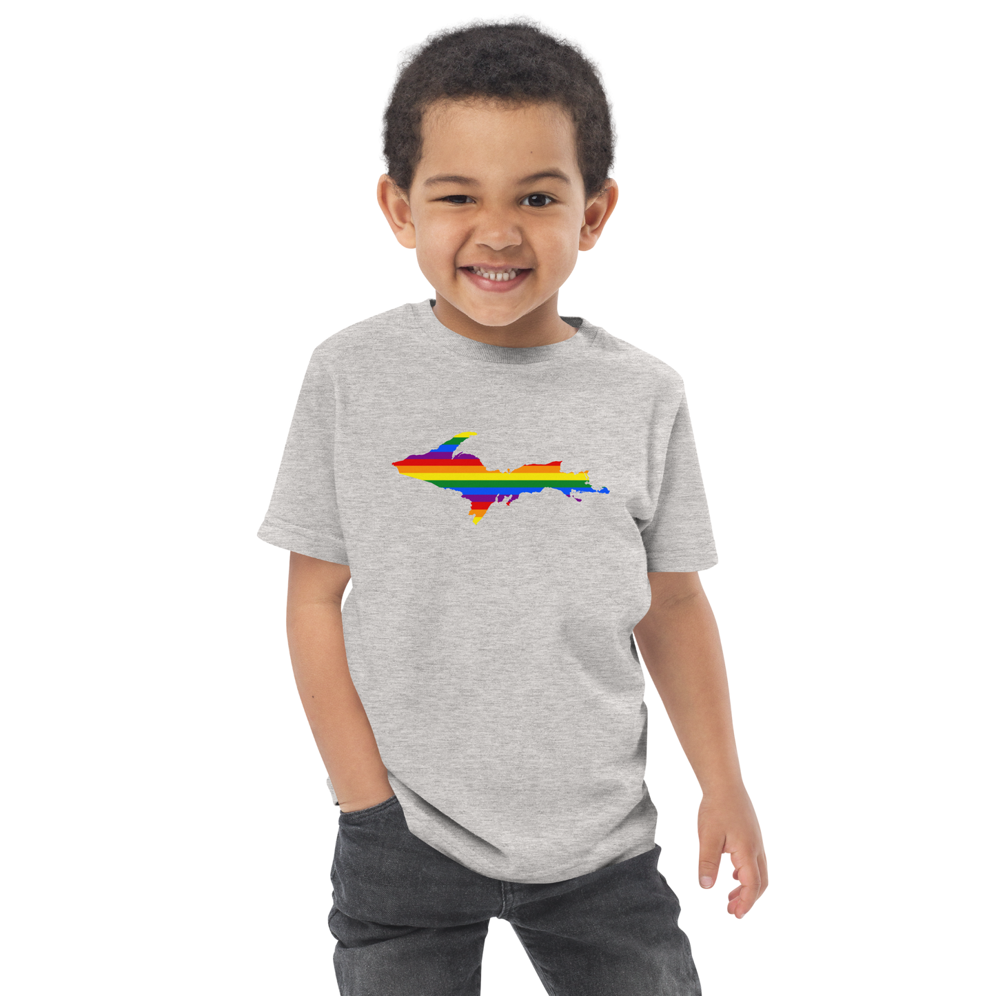 Michigan Upper Peninsula T-Shirt (w/ UP Pride Flag Outline) | Toddler Short Sleeve