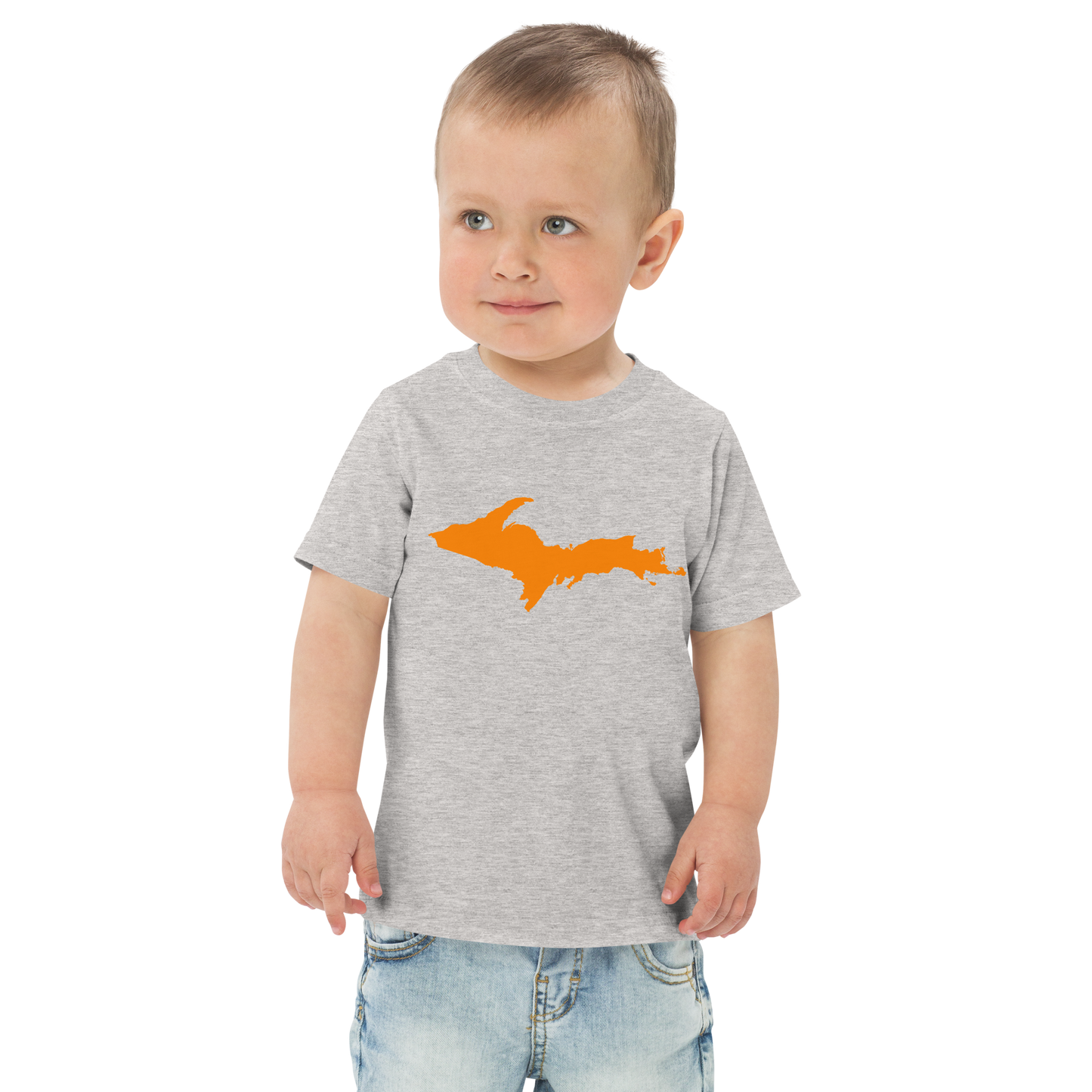 Michigan Upper Peninsula T-Shirt (w/ Orange UP Outline) | Toddler Short Sleeve